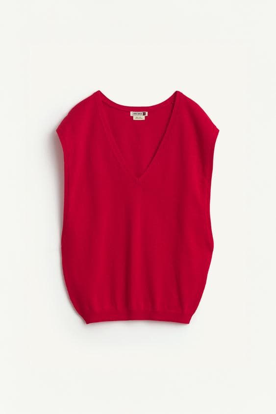 V-Neck Ribbed Knit Sweater – view 2